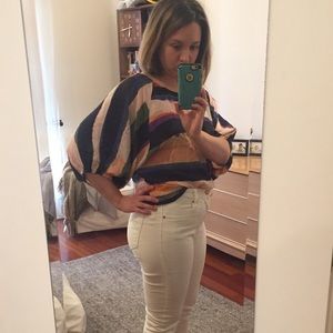 Maeve striped, painterly silk blouse